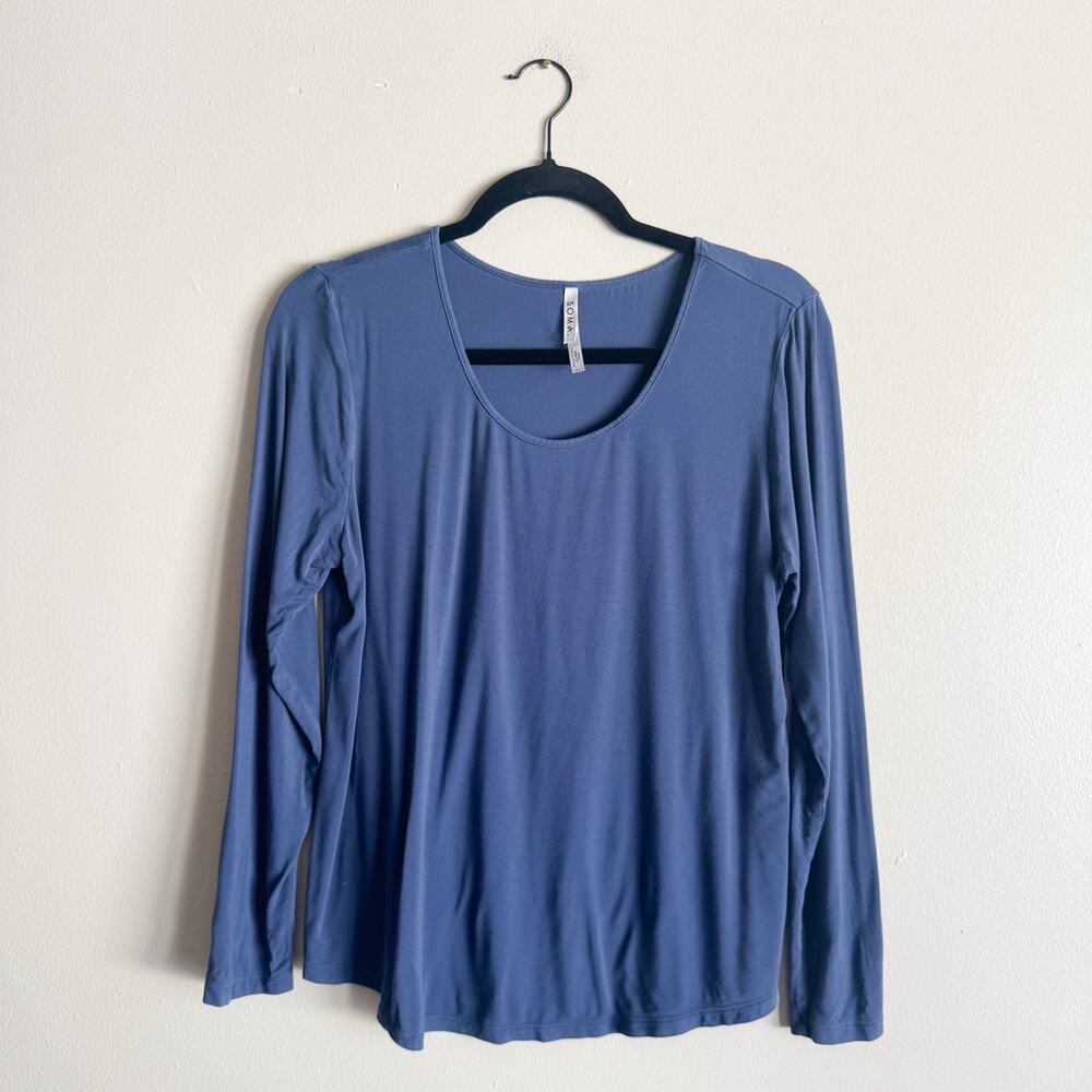 Soma Blue Long Sleeve Cool Nights Top Small Long Sleepwear Pajama